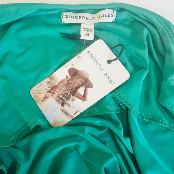 Sincerely Jules Cowl Neck Spaghetti Strap Dress Size XL NWT Green - Picture 3 of 7